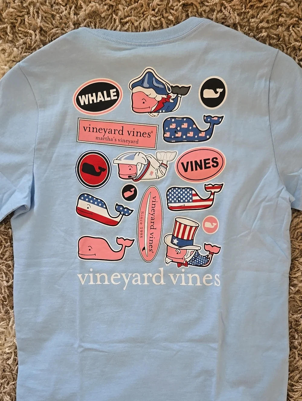 NWT Vineyard Vines Kids Light Blue Whale Sticker Graphic Tee